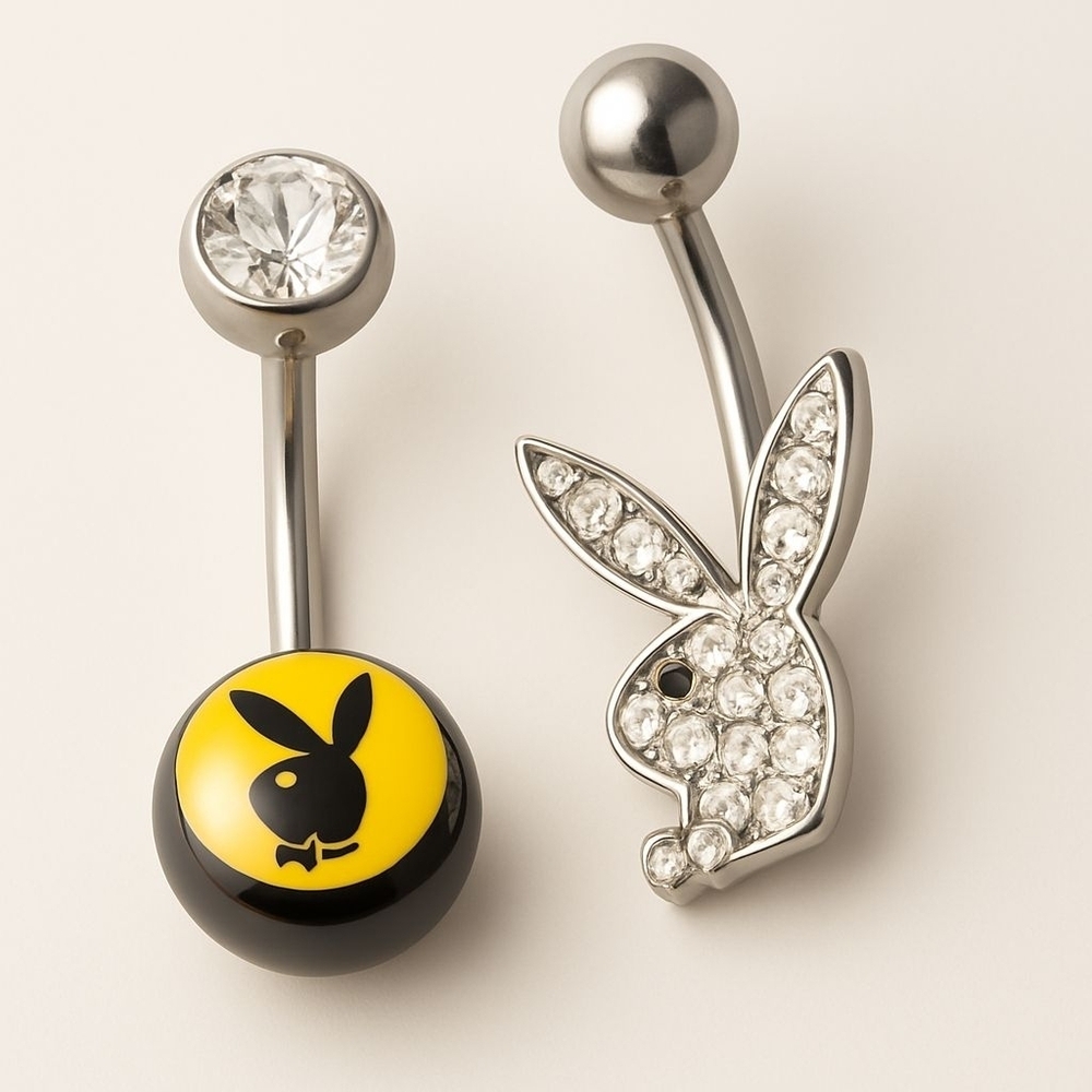 2 Playboy Belly Button Rings - Picture 2 of 3